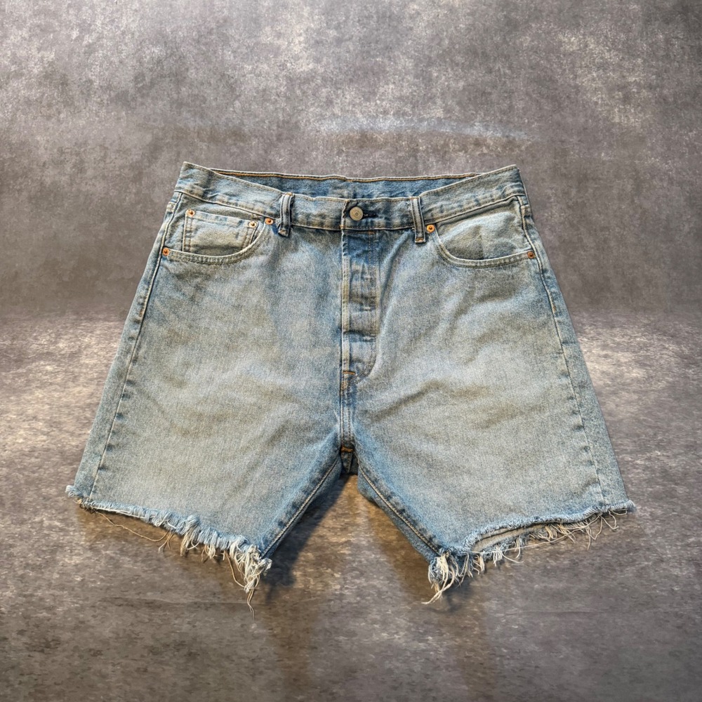Levi's 501 '93 Mens Light Wash Denim Cut Off Shorts Button Fly W36 Raw Hem Jorts